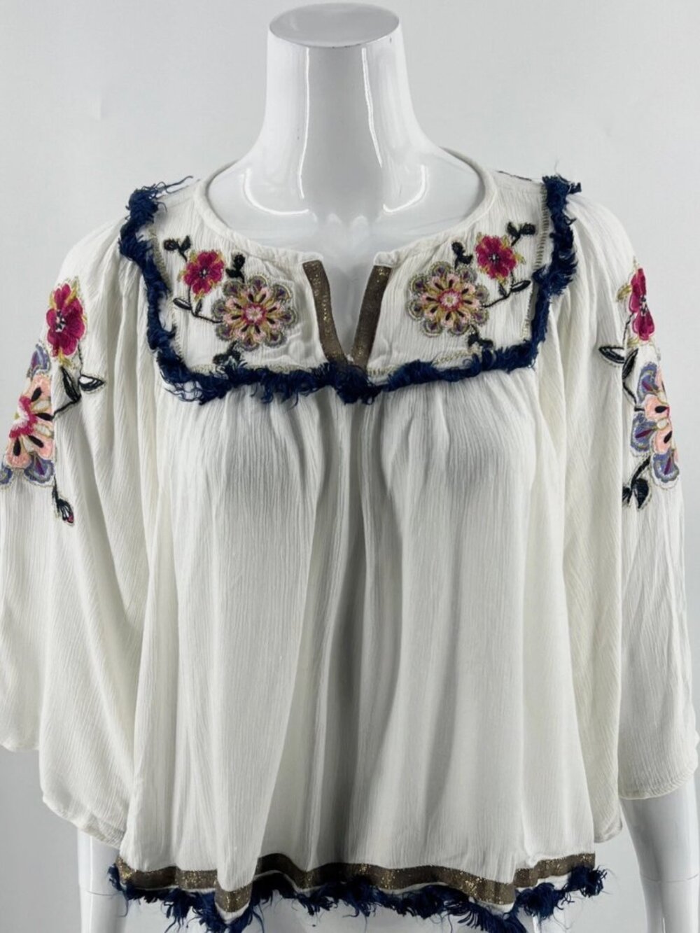 Ban Jara  Embroidered Boho Flowy Top - Size L